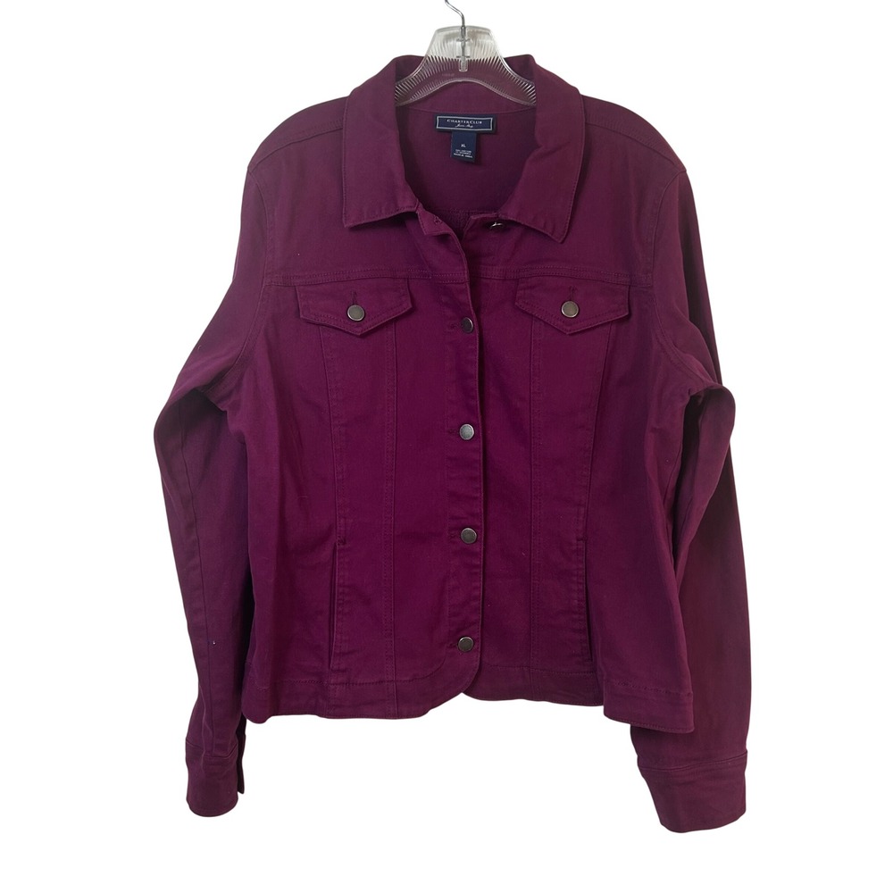 Charter Club Jean Shop Plum Purple Cotton Stretch Trucker Jacket Womens XL